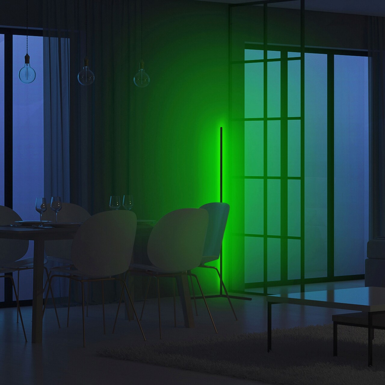 Lampadar, Curlux, 395NGR1104, Corp din aluminiu, 120 cm, Invelis electrostatic, Verde - 1 | YEO