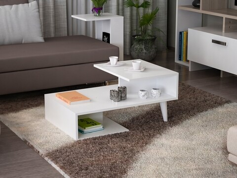 Masuta de cafea concetta white, furny home, 90x60x40 cm, alb
