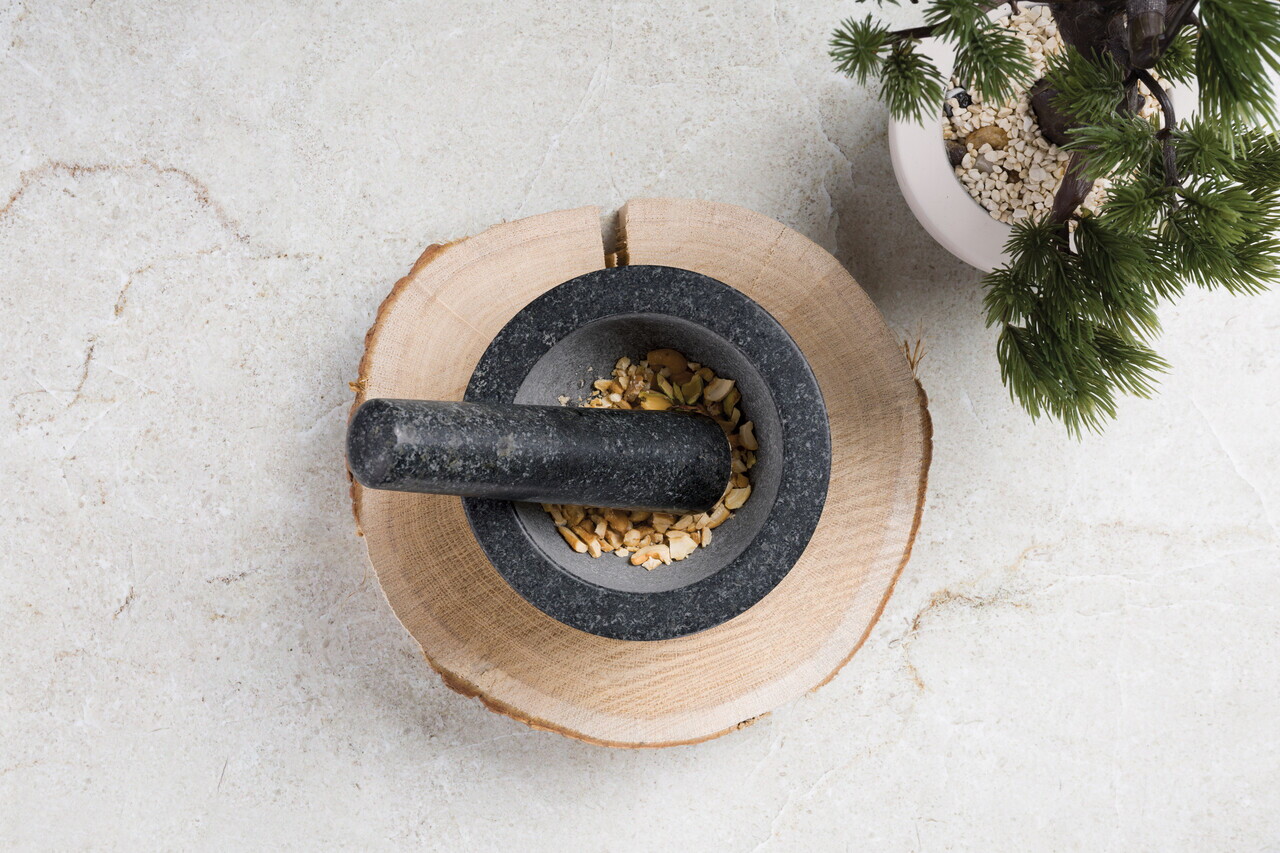 Mojar cu pistil Berlinger Haus, Black Rose, 14x8 cm, granit, negru/roz - imagine 2