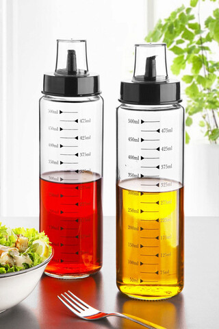 Set sticle dispenser ulei si otet, Rowe, 196RWE4403, Sticla, 6 x 6 x 25 cm, 500 ml, 2 piese, Multicolor