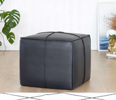 Taburet, Atelier del Sofa, 209FLF1449, Piele ecologica, Negru