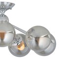 Plafoniera, Aldos, H.70 D.24 cm, 7 x E27, 40W, metal/sticla, argintiu/fumuriu