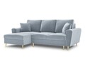 Coltar extensibil stanga 4 locuri, Moghan, Micadoni Home, GL, 241x145x88 cm, catifea, albastru deschis