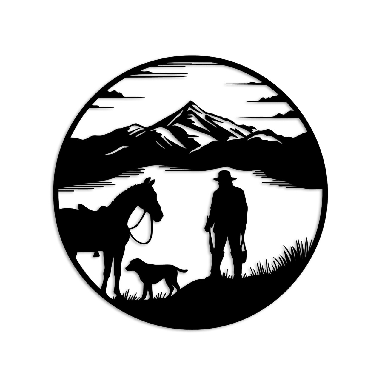 Decoratiune de perete, Hunter on Lake, Dimensiuni: 53 x 53 cm, Negru - view 5
