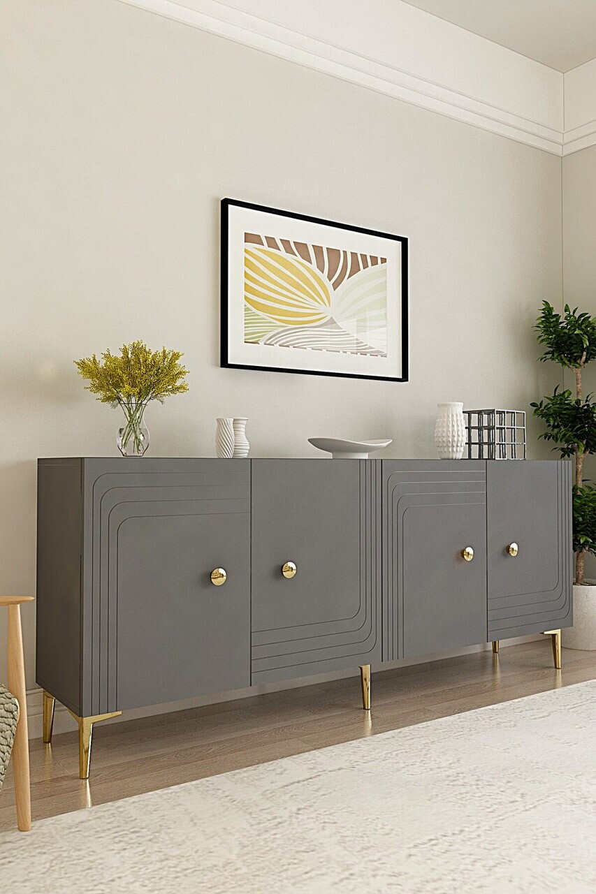 Consola, Hanah Home, Lessi 180, 180x75x32 cm, Antracit — imaginea 2