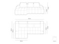 Coltar extensibil stanga 3 locuri, Linz, Cosmopolitan Design, 275x142x84 cm, catifea, gri