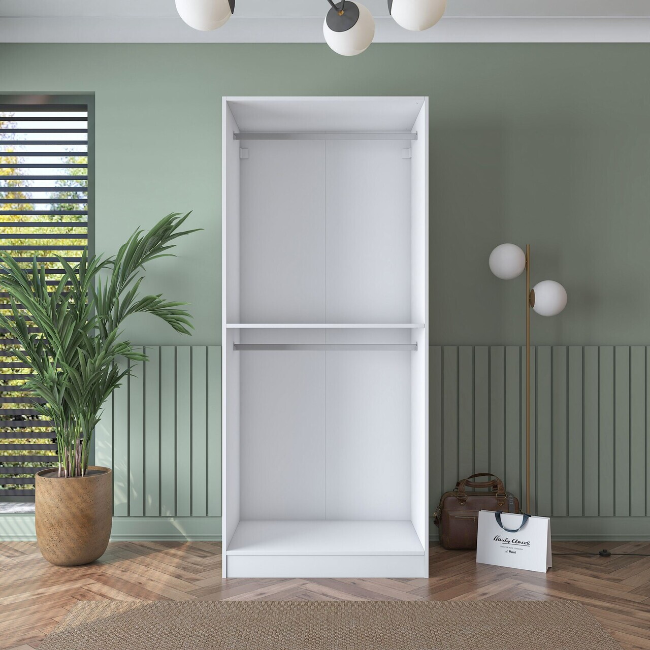 Dulap pentru haine, Hanah Home, BA187, 90x210x57.5 cm, PAL melaminat, Alb - view 8