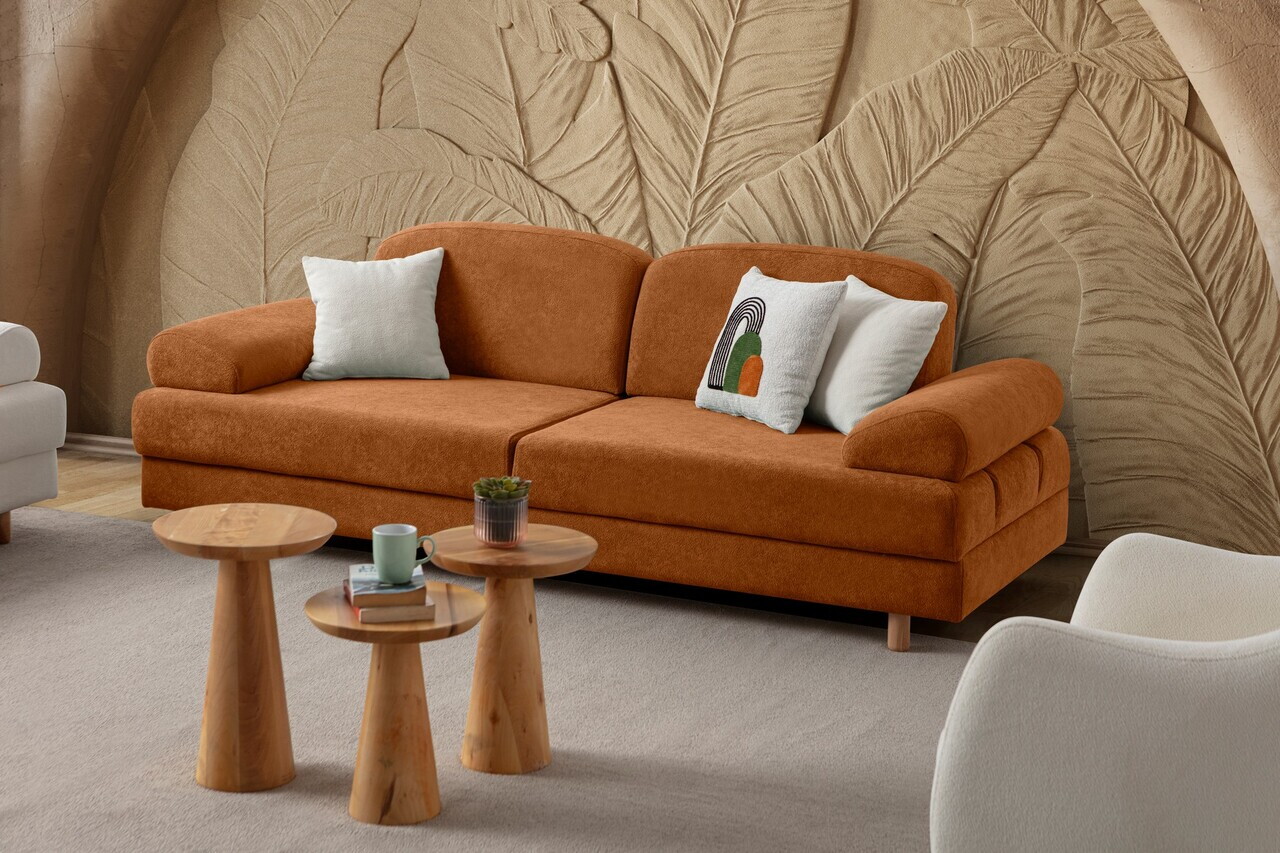 Canapea extensibila 3 locuri, Atelier del Sofa, 752EST1169, Portocaliu