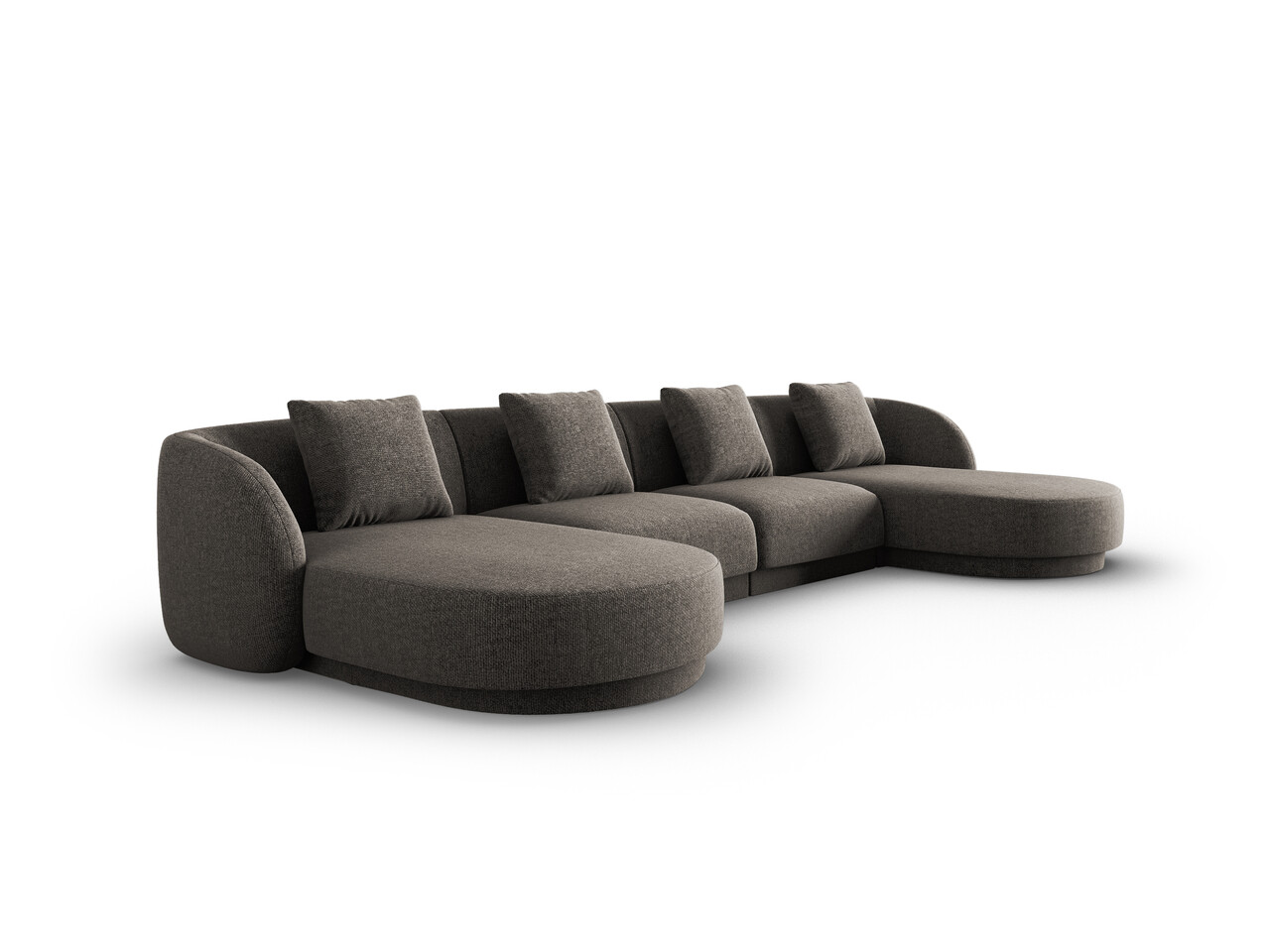 Coltar panoramic 5 locuri, Tulum, Cosmopolitan Design, 330x156x70 cm, tesatura chenille, gri