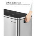 Cos de reciclare cu 3 compartimente, Songmics, 3 x 18 L, 61x31.5x56 cm, inox/polipropilena, argintiu