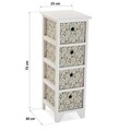 Organizator baie cu 4 cosuri Acuarela, Versa, 25 x 30 x 72 cm, lemn de paulownia