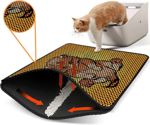 Covoras litiera pentru colectarea granulelor de nisip, Nrszn0194, 45×60 cm, 50% PVC/50% POLIESTER, Multicolor Gravel