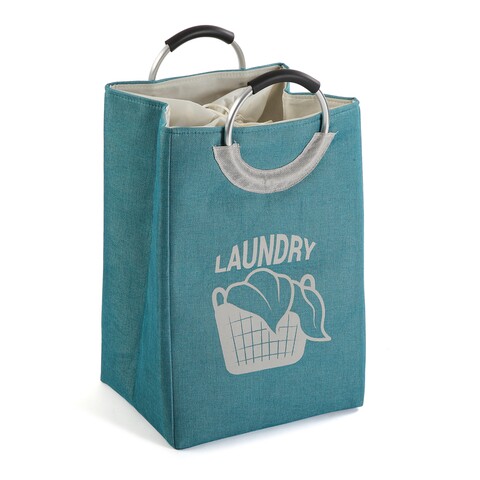 Cos de rufe cu manere versa, 30x36x55 cm, poliester, albastru