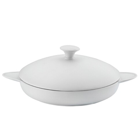 Tava de copt cu capac, kutahya porselen, pf21tvkp00, 21 cm, portelan, alb
