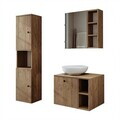 Set Dulap de Baie cu Chiuvetă și Oglindă (3 Piese), Hanah Home, 2483, MDF, Maro