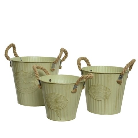 Set 3 galeti Rustic Round, Decoris, zinc, verde