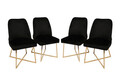 Set scaune 4 piese, Nmobb , Madrid 133, Metal, Aur/Negru
