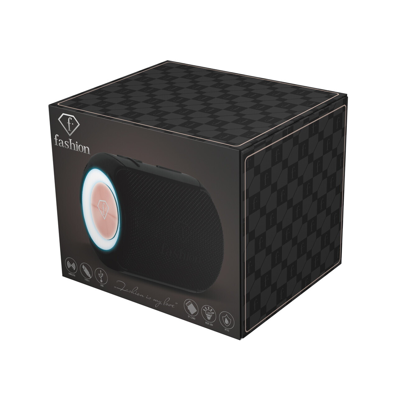 Boxa Bluetooth S Fashion TV, Matte Black-Rose Gold, 8.5x8.9x11.5 cm, negru - imagine 7