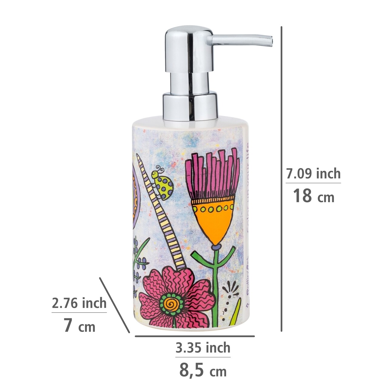 Dozator sapun lichid, Wenko, Bloom, 360 ml, ceramica, multicolor - 1 | YEO