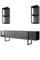 Comoda TV, Bexley, Chrome Line, 180x30x48 cm, PAL, Antracit / Negru