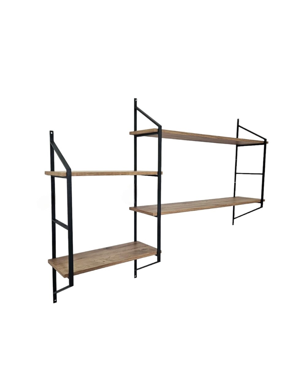 Raft de perete, Valovi, Raffy5, 180x120x28 cm, PAL, Negru / Pin Atlantic - 2 | YEO
