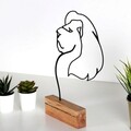 Decoratiune, Lion, 17x32x3.5 cm, Metal, Negru