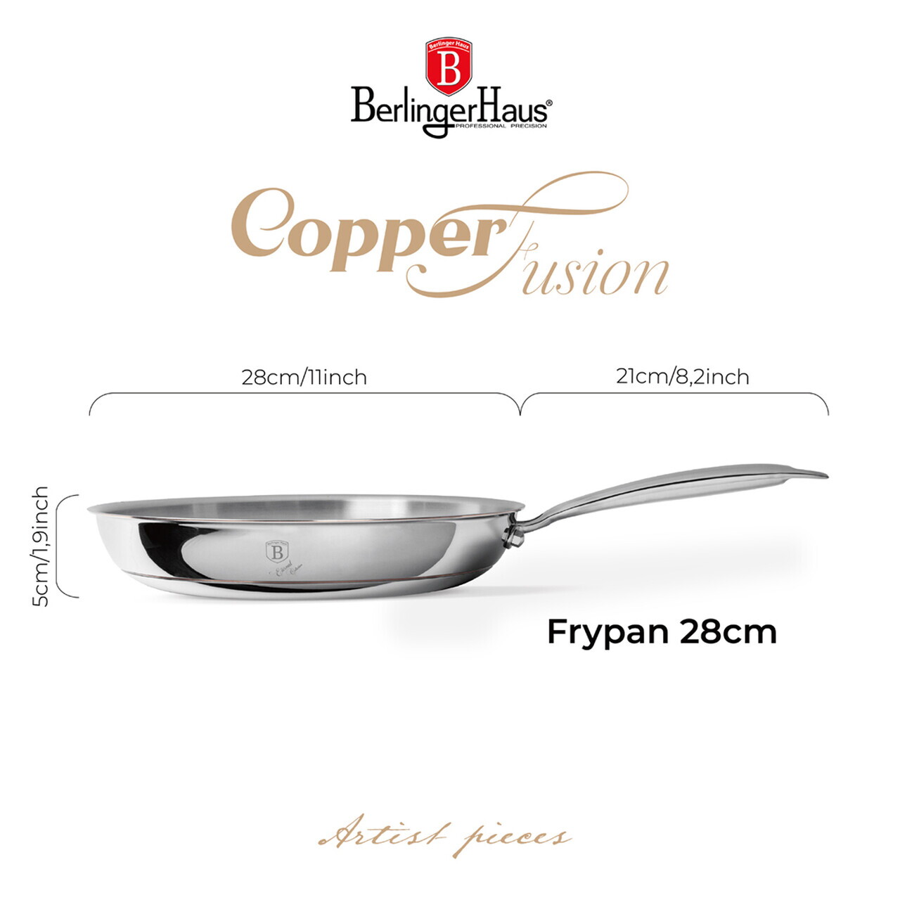 Tigaie Berlinger Haus, Copper Touch, 28 cm, inox, argintiu - imagine 7