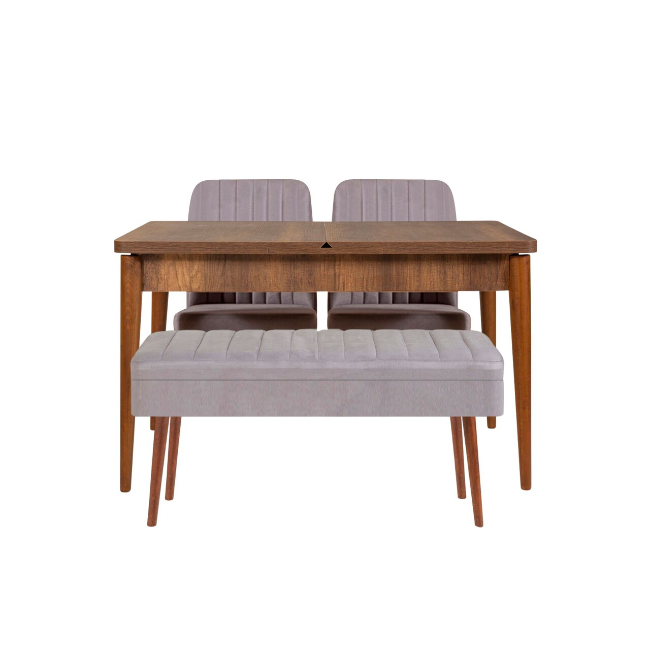 Set masa extensibila si scaune, Hanah Home, Vina 0701, Nuc / Gri - imagine 4