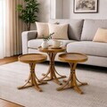 Set masute 3 piese, Hanah Home, Palm 3, LEMN MASIV DE STEJAR, Stejar