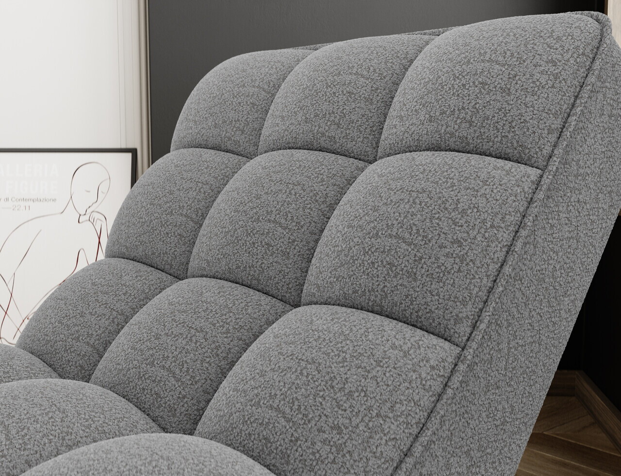 Sezlong living ELTAP, LOR-04ROY, Loren, 170x85x85 cm, poliester, gri deschis - view 8