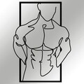 Decoratiune de perete, Muscular Man, metal, 36 x 50 cm, negru