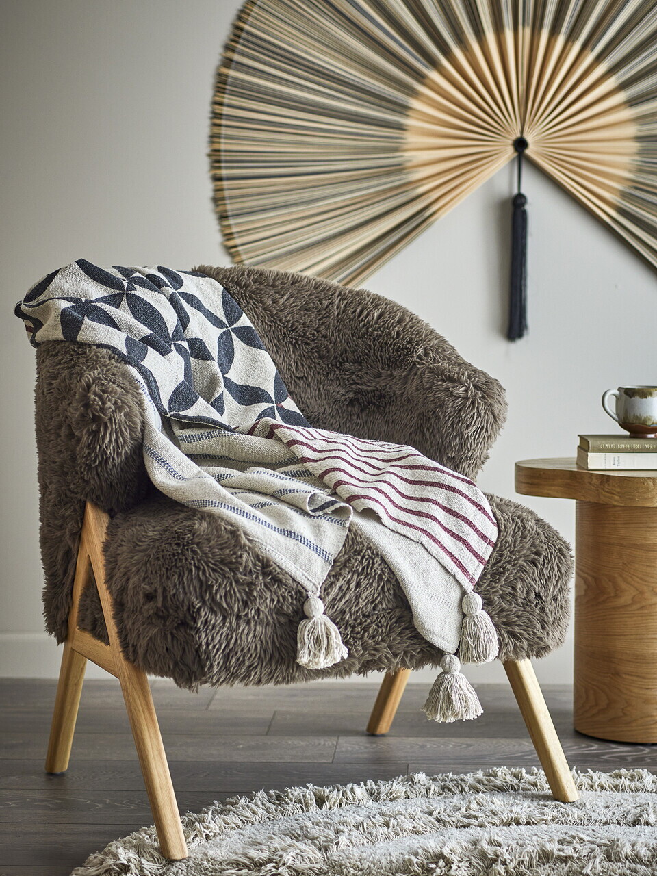 Pled, Bloomingville, Forma, 130x160 cm, amestec bumbac, natural - imagine 3