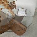 Masuta de cafea, Neostill, Lily Wood, 90x30x90 cm, Blat: 100% STICLA CALITA, Maro