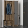 Cuier cu oglinda si pantofar, Tera Home, Lost, 90 x 180 x 35 cm, pal melaminat, nuc