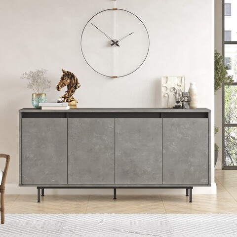 Consola, locelso, lv30, 160 x 75.6 x 44.5 cm, pal melaminat, gri/negru