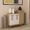 Pantofar, Olivia, Asimo, 90 x 90.6 x 35 cm, pal melaminat, stejar/alb