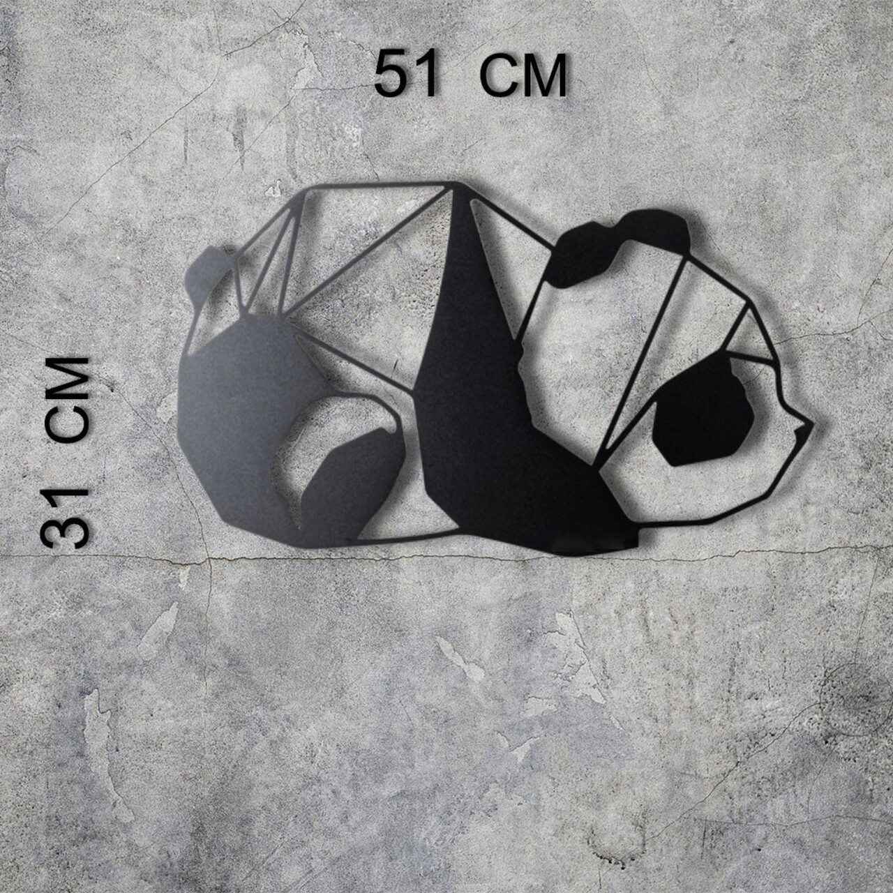 Decoratiune de perete, Panda, Metal, 31 x 51 cm, Negru - 2 | YEO