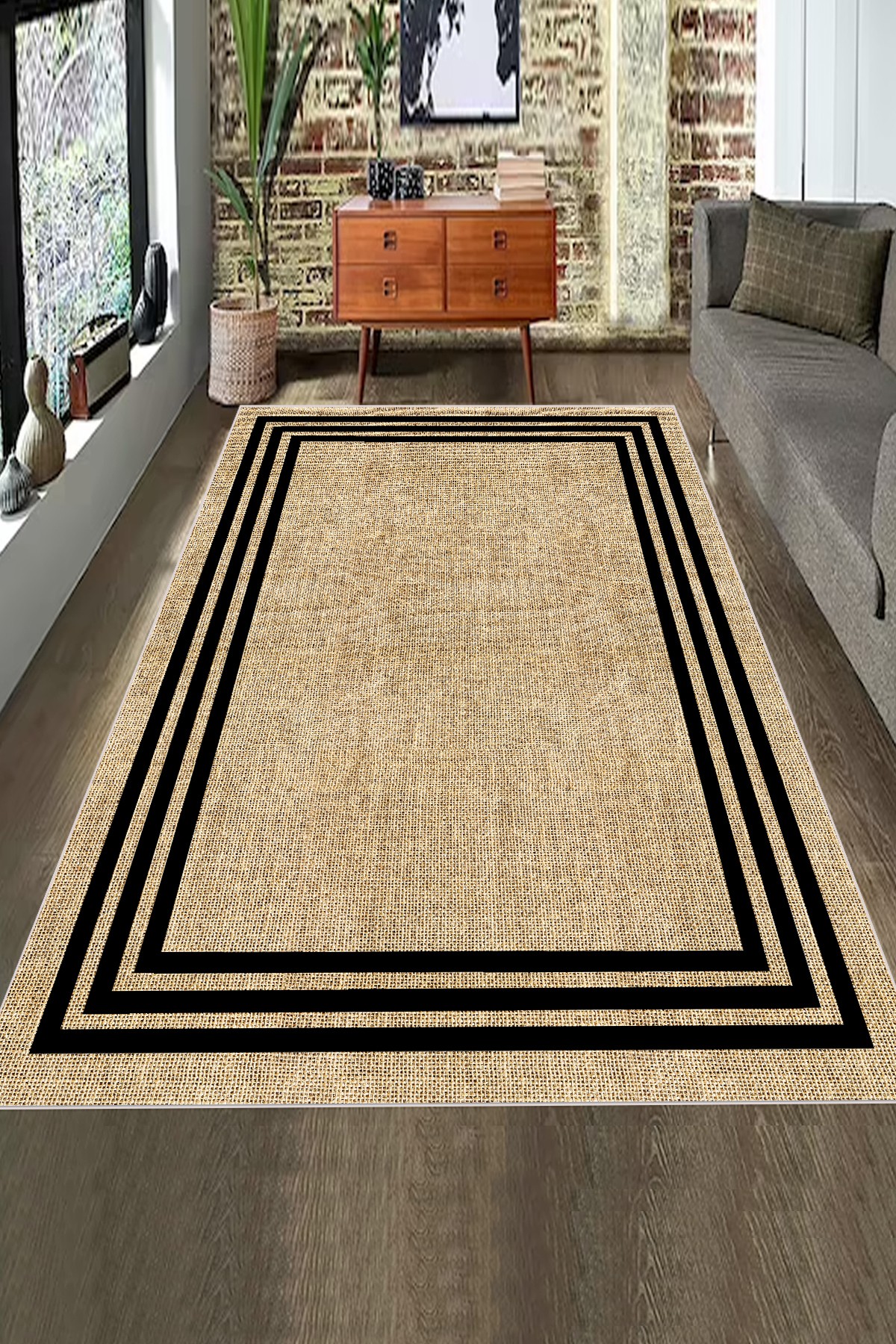 Covor, CLR-0000674-003, 80x200 cm, Poliester, Negru