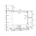 Set mobilier living 4 piese Raalte, Bedora, 220.4x41.3x177.5 cm, PAL/sticla/plastic, alb/gri deschis
