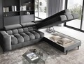 Coltar extensibil dreapta 5 locuri ELTAP, RT-06PA, Ferucce, 276x200x93 cm, lemn/poliester, gri inchis