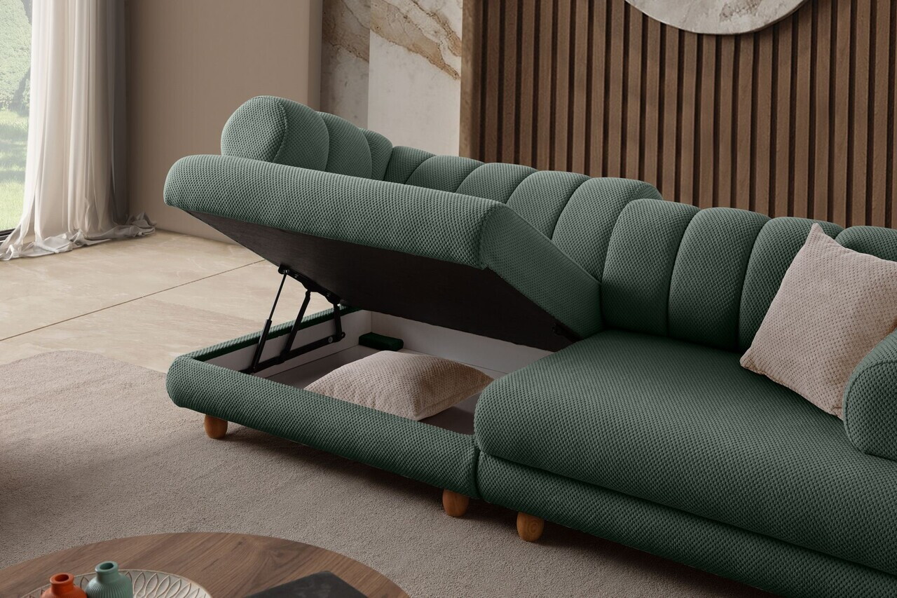 Canapea 3 locuri, Atelier del Sofa, 752EST1158, Lemn de carpen/PAL melaminat, Verde - view 5