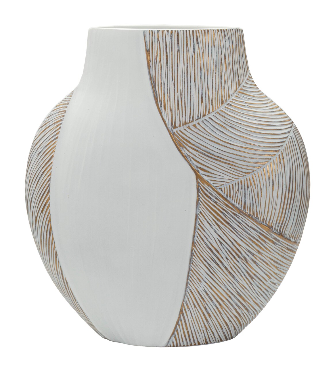 Vaza decorativa, Mauro Ferretti, Ho Chi Minh, 35x13.5x37.5 cm, polirasina, alb decolorat - imagine 6