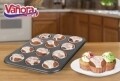 Tava pentru copt Cupcake, 26.5 x 3 x 35 cm, 12 forme, inox, gri antracit