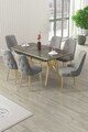 Set masa extensibila si scaune (7 piese), Hanah Home, Nis, Antracit / Auriu / Gri