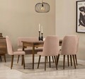 Set masă și scaune extensibile (6 bucăți), Vella, Vina, Nuc / Piatra