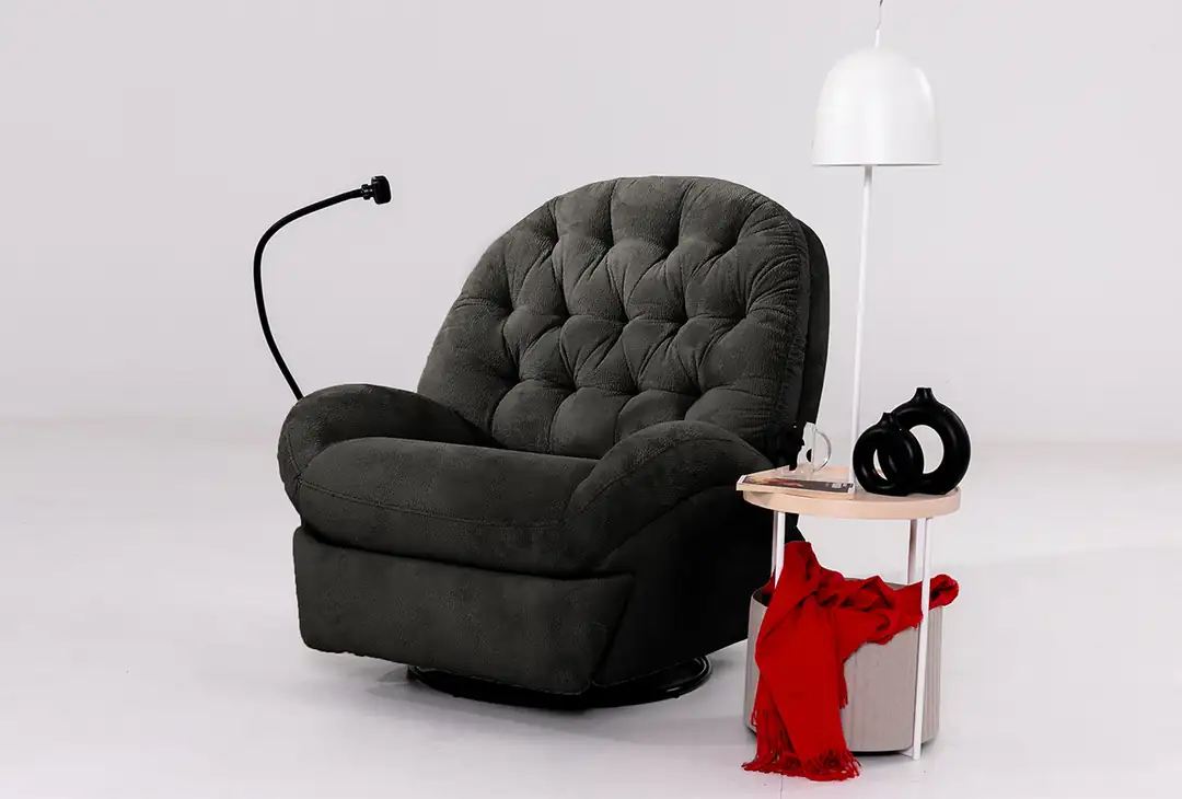 Fotoliu cu recliner, Atelier del Sofa, 752EST1512, Frame: 70% HORNBEAM/30% MELAMINE COATED CHIPBOARD, Negru