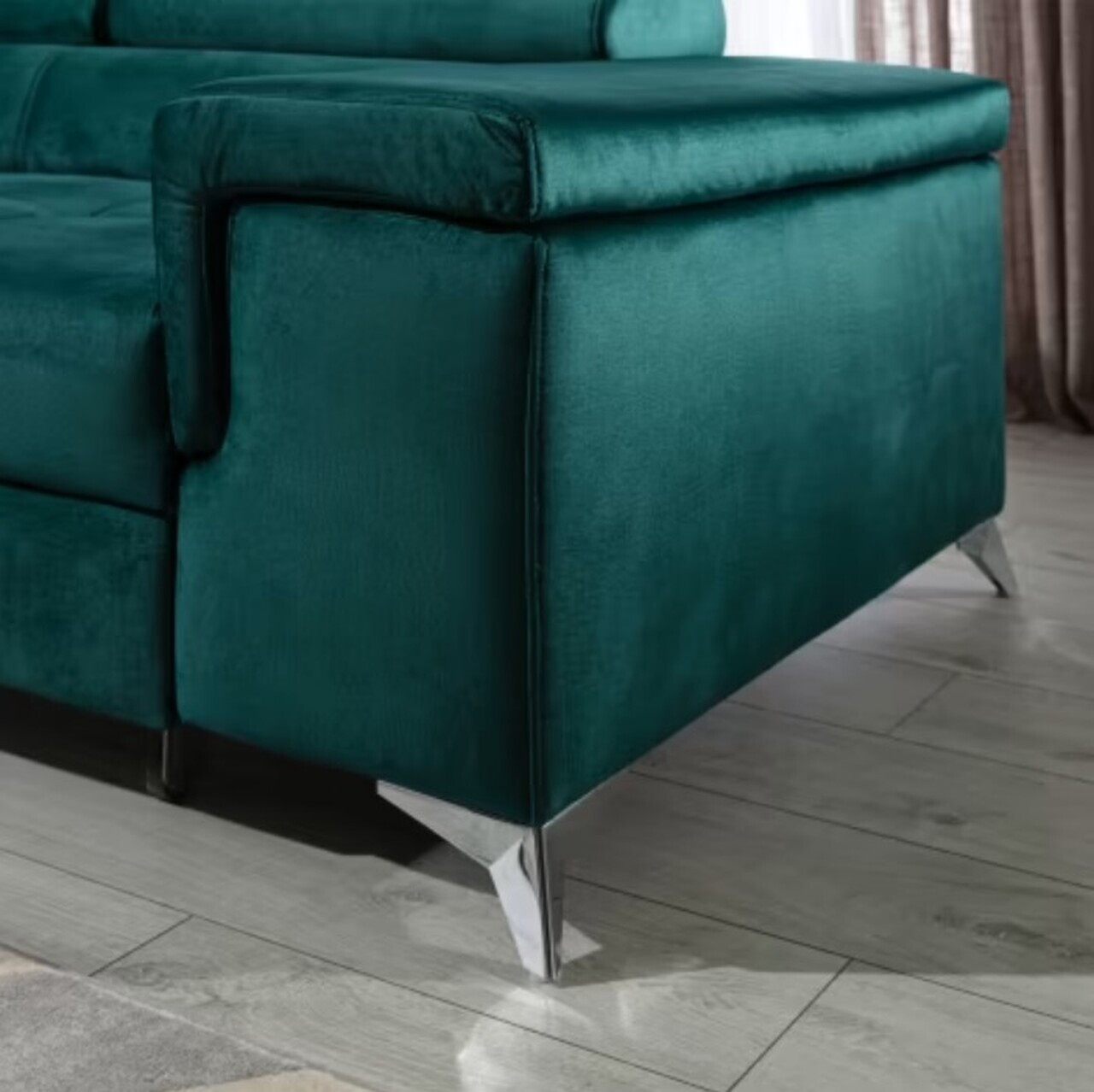 Coltar extensibil stanga 4 locuri ELTAP, Ric-45, Ricardo, 281x205x88 cm, lemn/poliester, verde inchis - view 7