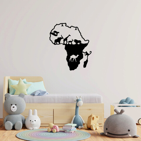 Decoratiune de perete, animals of africa, metal, dimensiune: 61 x 70 cm, negru