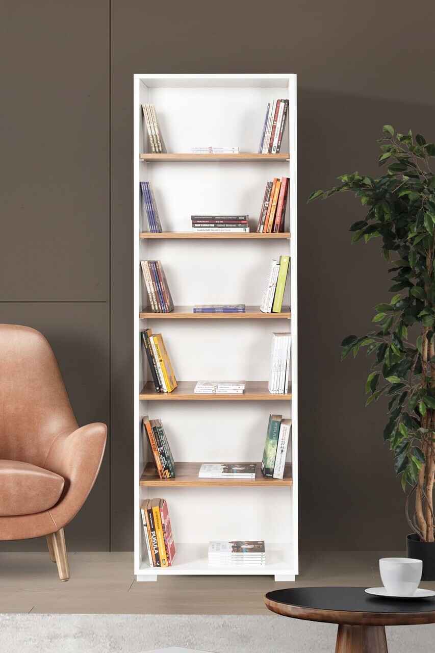 Corp biblioteca Hanah Home Evm 8121 60x187x30 cm PAL Alb/Maro