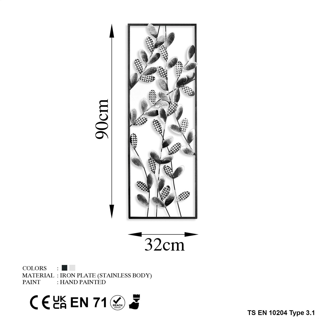 Decoratiune de perete, Olips 4, Metal, Dimensiune: 32 x 90 cm, Multicolor